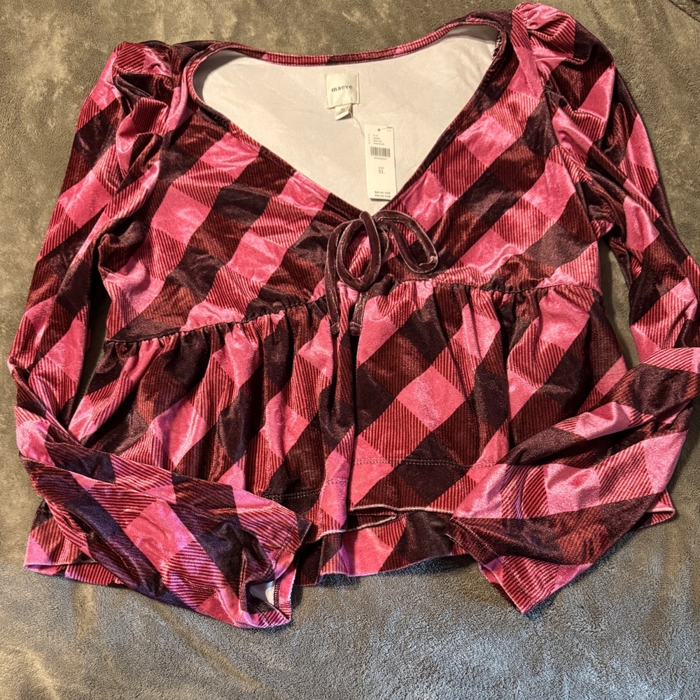 ✨ Anthropologie Velvet Babydoll Top Sz XL - Picture 6 of 6